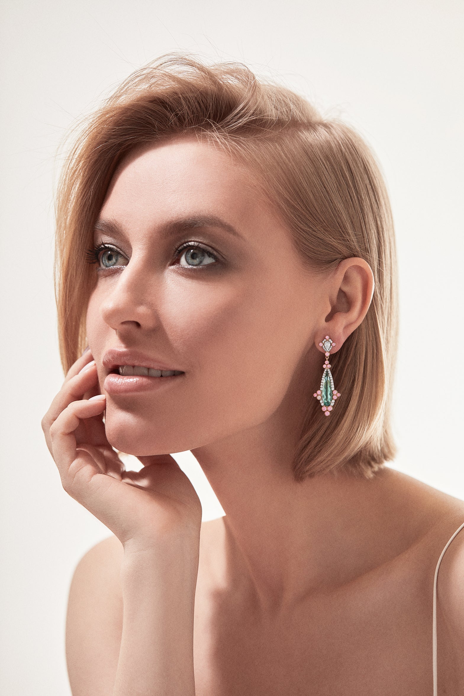 Tourmaline and Argyle Pink™ Diamond Decorative Drop Earrings - Pink Diamonds, J FINE - J Fine, Earrings - Pink Diamond Jewelry, tourmaline-and-argyle-pink™-diamond-decorative-drop-earring