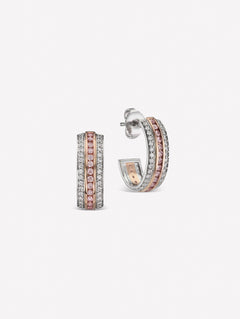 Ear huggies crafted in natural pink diamonds and white diamonds | hoops| argyle