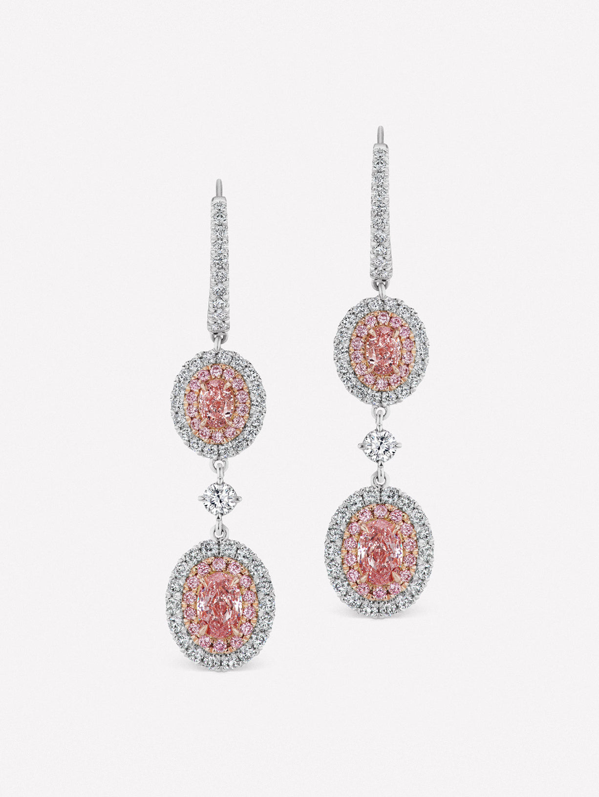 Fancy Pink Diamond Oval Drop Earrings II - Pink Diamonds, J FINE - J Fine, Earrings - Pink Diamond Jewelry, fancy-pink-diamond-oval-drop-earrings-ii-by-j-fine - Argyle Pink Diamonds