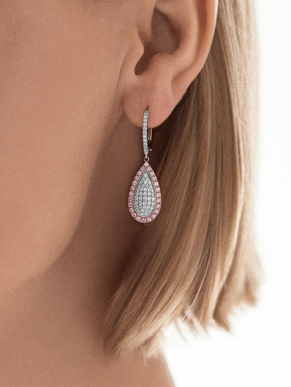 Argyle Pink™ Diamond Pear Shape Drop Earrings - Pink Diamonds, J FINE - J Fine, earrings - Pink Diamond Jewelry, argyle-pink™-diamond-pear-shape-drop-earrings-by-j-f-i-n-e - Argyle Pink D