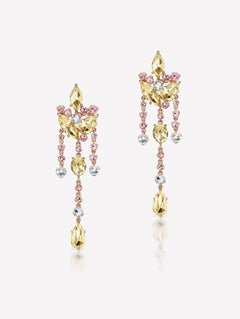 Argyle Pink™ Diamond and Yellow Diamond Rose Cut Chandelier Earrings - Pink Diamonds, J FINE - J Fine, Earrings - Pink Diamond Jewelry, argyle-pink™-diamond-and-yellow-diamond-rose-cut-ch