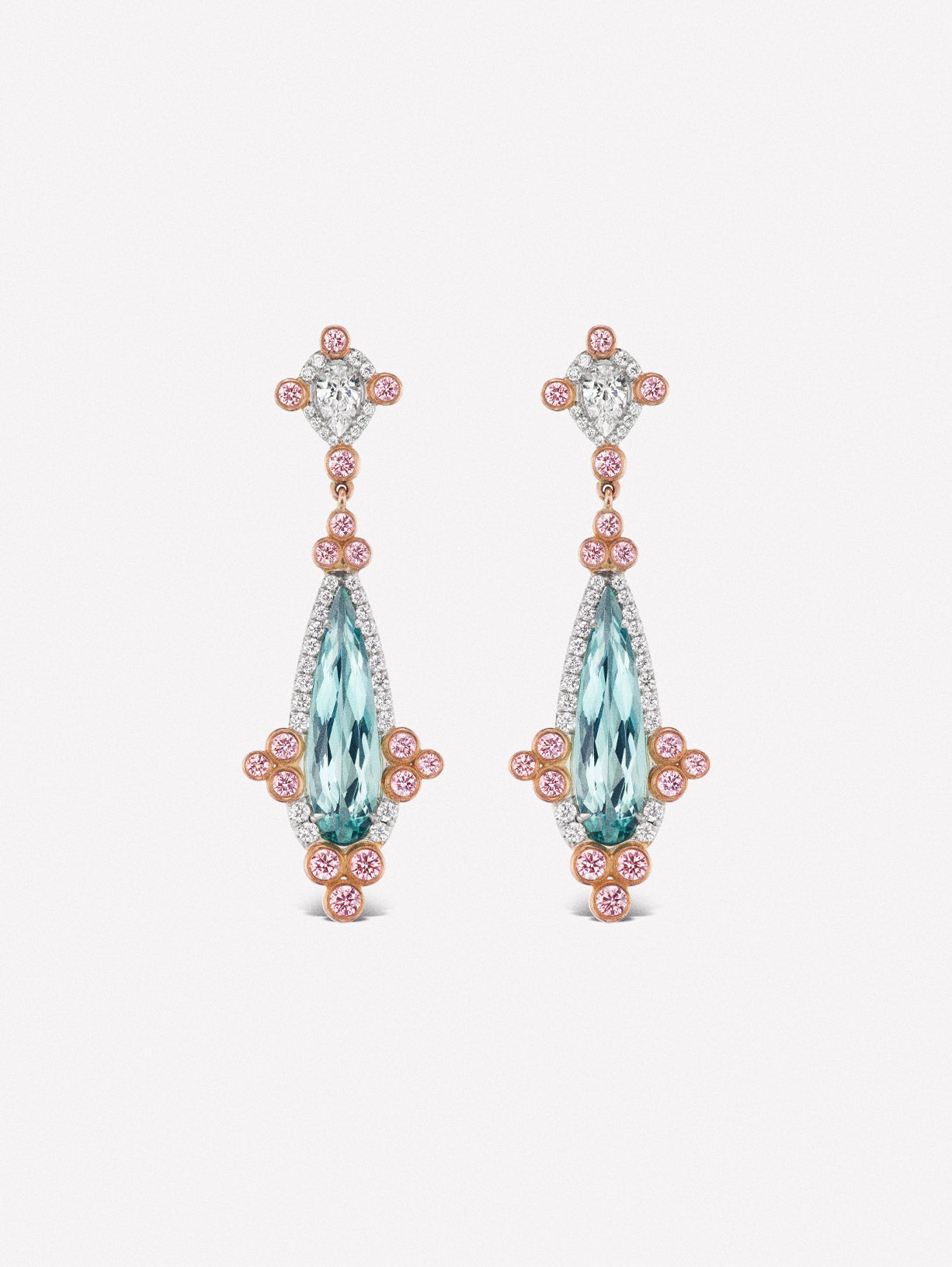 Tourmaline and Argyle Pink™ Diamond Decorative Drop Earrings - Pink Diamonds, J FINE - J Fine, Earrings - Pink Diamond Jewelry, tourmaline-and-argyle-pink™-diamond-decorative-drop-earring