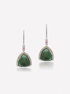 Tourmaline Slice and Argyle Pink™ Diamond Earrings - Pink Diamonds, J FINE - J Fine, Earrings - Pink Diamond Jewelry, tourmaline-slice-and-argyle-pink™-diamond-earrings-by-j-fine - Argyle