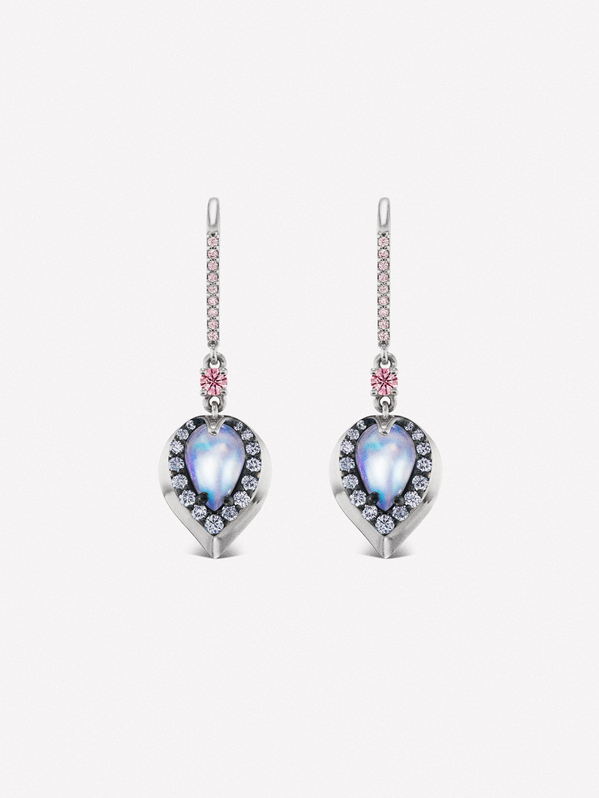Argyle Blue Diamond and Moonstone Drop Earrings - Pink Diamonds, J FINE - J Fine, Earrings - Pink Diamond Jewelry, argyle-blue-diamond-and-moonstone-drop-earrings-by-j-fine - Argyle Pink Diam