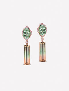 Argyle Pink™ Diamonds and Green Tourmaline Earrings - Pink Diamonds, J FINE - J Fine, Earrings - Pink Diamond Jewelry, copy-of-argyle-blue-diamond-and-moonstone-drop-earrings-by-j-fine - Ar