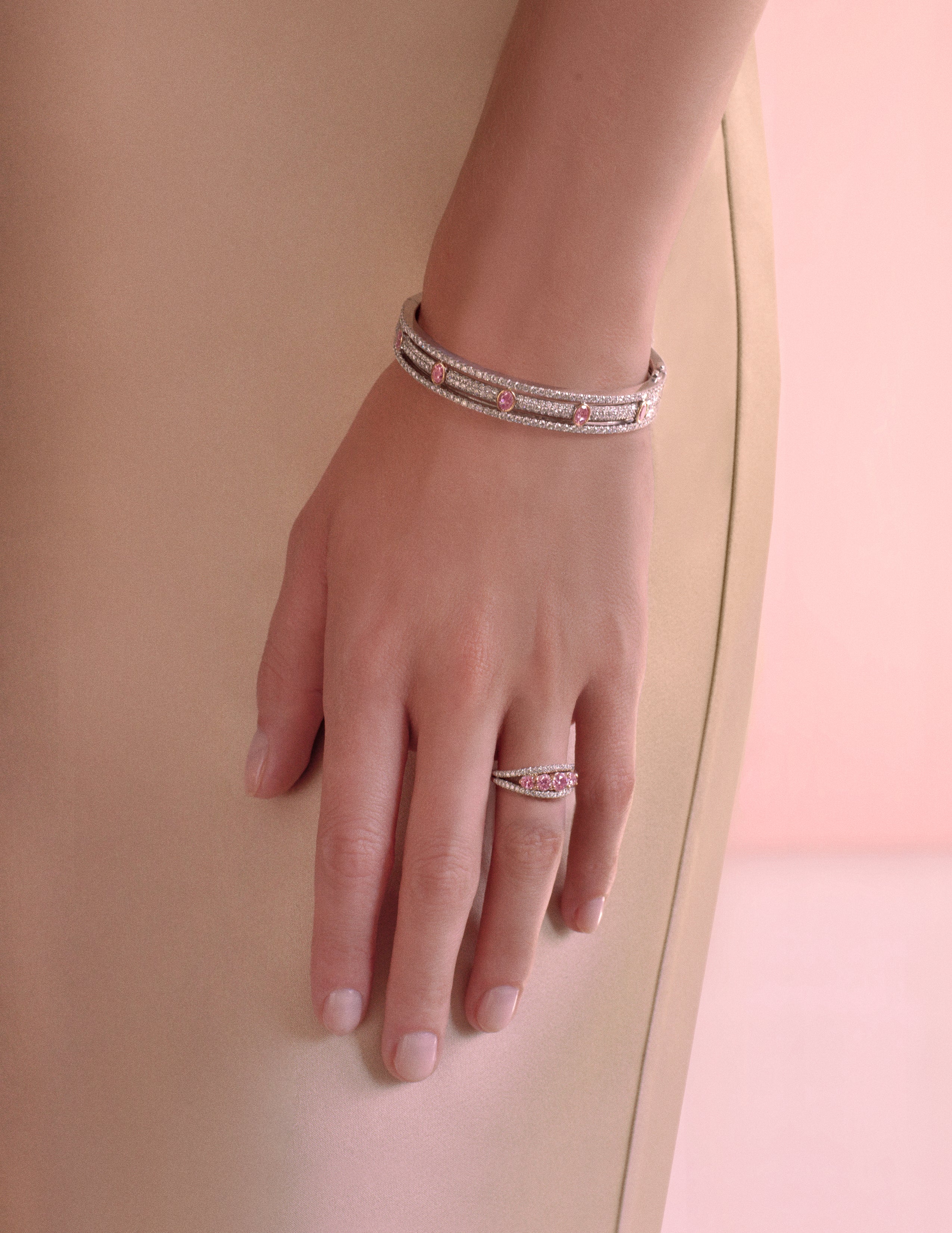 Argyle Pink™ Diamond Five Stone Ring - Pink Diamonds, J FINE - J Fine, ring - Pink Diamond Jewelry, argyle-pink™-diamond-five-stone-ring-by-j-f-i-n-e - Argyle Pink Diamonds