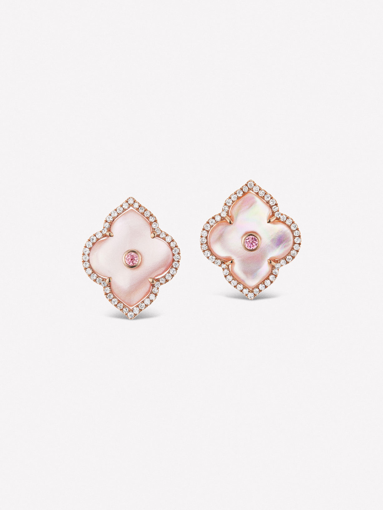 Argyle Pink™ Diamond and Mother of Pearl Studs - Pink Diamonds, J FINE - J Fine, Earrings - Pink Diamond Jewelry, argyle-pink™-diamond-and-mother-of-pearl-studs-by-j-fine - Argyle Pink Di