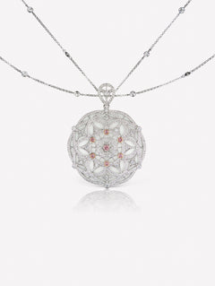 Argyle Pink™ Diamond Medallion Necklace - Pink Diamonds, J FINE - J Fine, necklace - Pink Diamond Jewelry, argyle-pink™-diamond-medallion-necklace-by-j-fine - Argyle Pink Diamonds