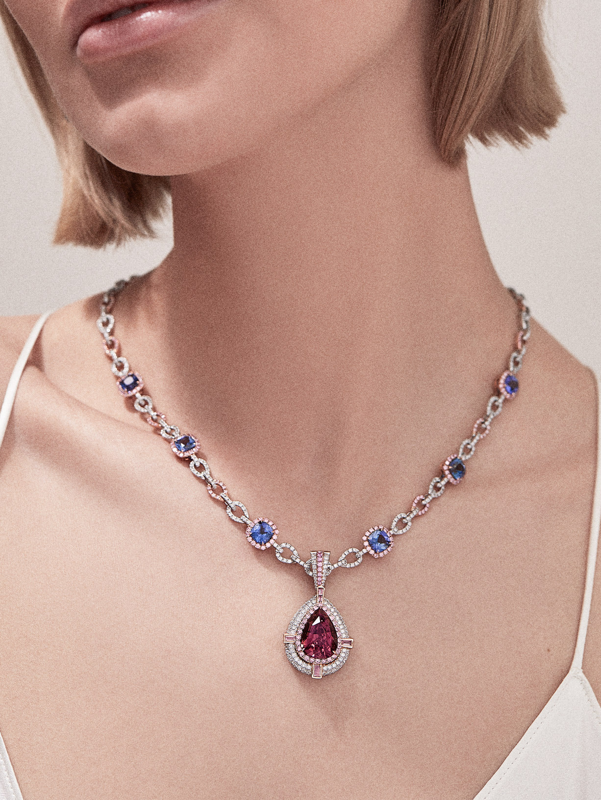 Argyle Pink™ Diamond and Pink Tourmaline Necklace - Pink Diamonds, J FINE - J Fine, Necklaces - Pink Diamond Jewelry, argyle-pink™-diamond-and-pink-tourmaline-necklace-by-j-fine - Argyle 