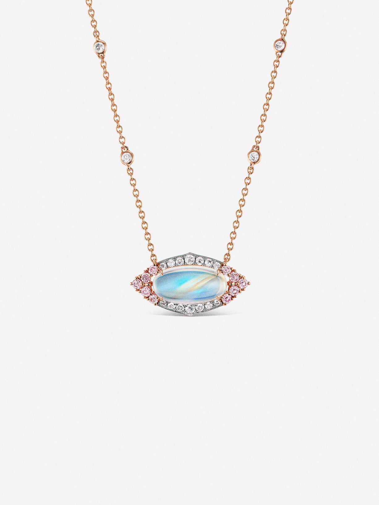 Argyle Pink™ Diamond Moonstone East West Style Necklace - Pink Diamonds, J FINE - J Fine, Necklaces - Pink Diamond Jewelry, argyle-pink™-diamond-moonstone-east-west-style-necklace-by-j-fi