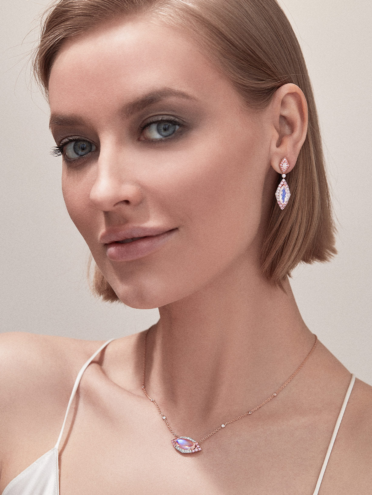 Argyle Pink™ Diamond and Moonstone Earrings - Pink Diamonds, J FINE - J Fine, Earrings - Pink Diamond Jewelry, argyle-pink™-diamond-and-moonstone-earrings-by-j-fine - Argyle Pink Diamonds