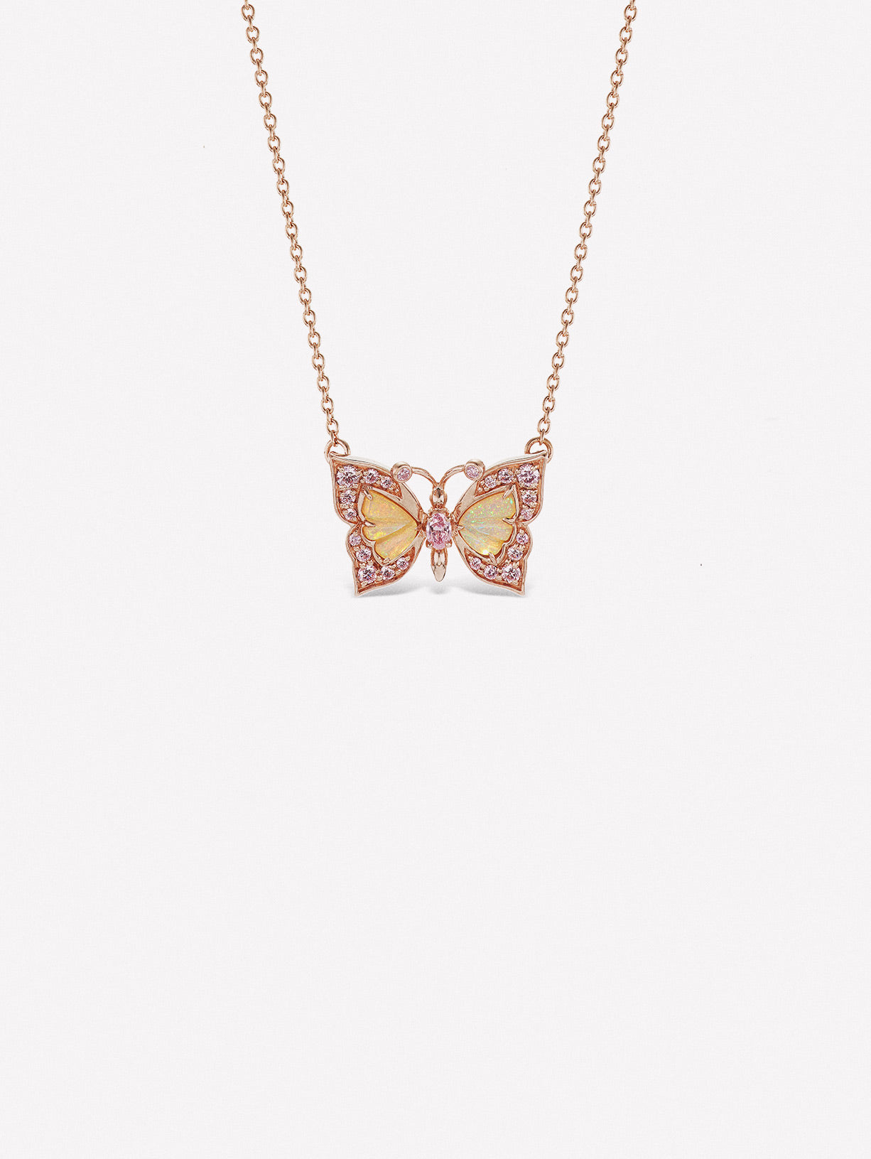 Argyle Pink™ Diamond and Opal Butterfly Necklace - Pink Diamonds, J FINE - J Fine, necklace - Pink Diamond Jewelry, argyle-pink™-diamond-and-opal-butterfly-necklace-by-j-fine - Argyle Pin
