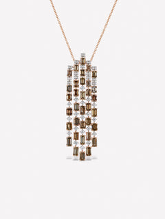 Deco inspired Emerald Cut Brown Diamond Necklace by JFINE New York
