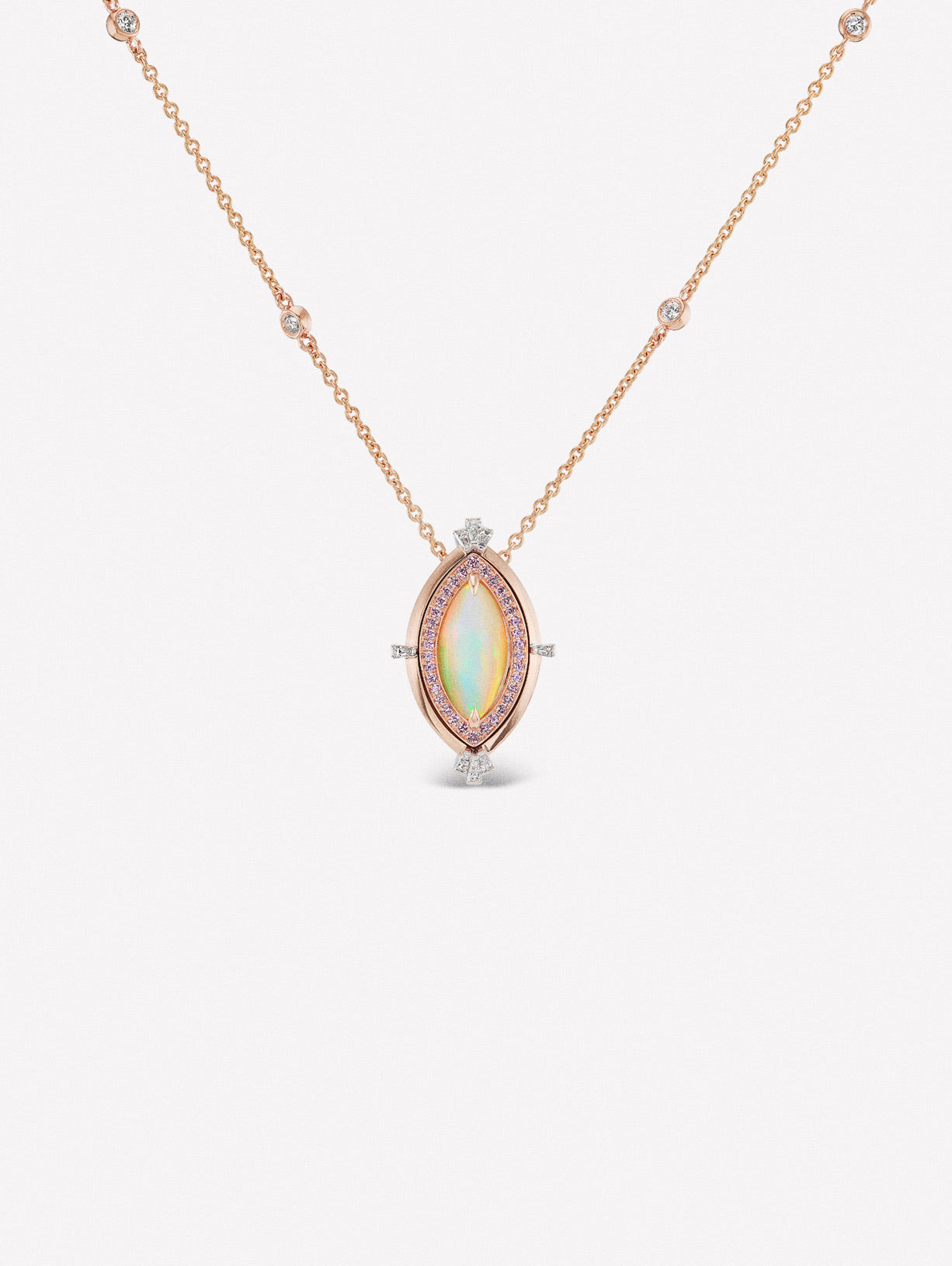 Argyle Pink™ Diamond and White Opal Necklace - Pink Diamonds, J FINE - J Fine, necklace - Pink Diamond Jewelry, argyle-pink™-diamond-and-white-opal-necklace-by-j-fine - Argyle Pink Diamon