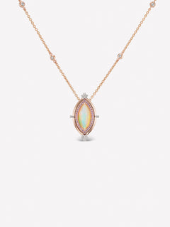 Argyle Pink™ Diamond and White Opal Necklace - Pink Diamonds, J FINE - J Fine, necklace - Pink Diamond Jewelry, argyle-pink™-diamond-and-white-opal-necklace-by-j-fine - Argyle Pink Diamon