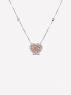 Heart shape pink diamond necklace by JFINE VS