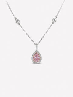 Pear shape Pink Diamond Necklace by JFINE
