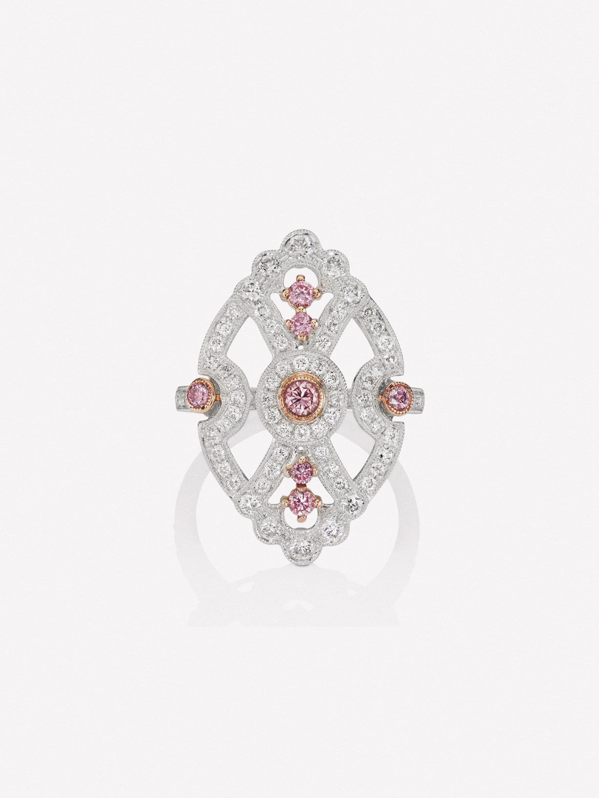 art deco style argyle pink diamond ring