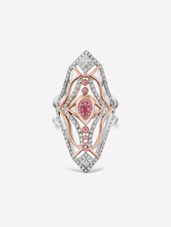 Argyle Pink™ Diamond Modern Art Deco Ring - Pink Diamonds, J FINE - J Fine, Rings - Pink Diamond Jewelry, argyle-pink™-diamond-modern-art-deco-ring-by-j-fine - Argyle Pink Diamonds