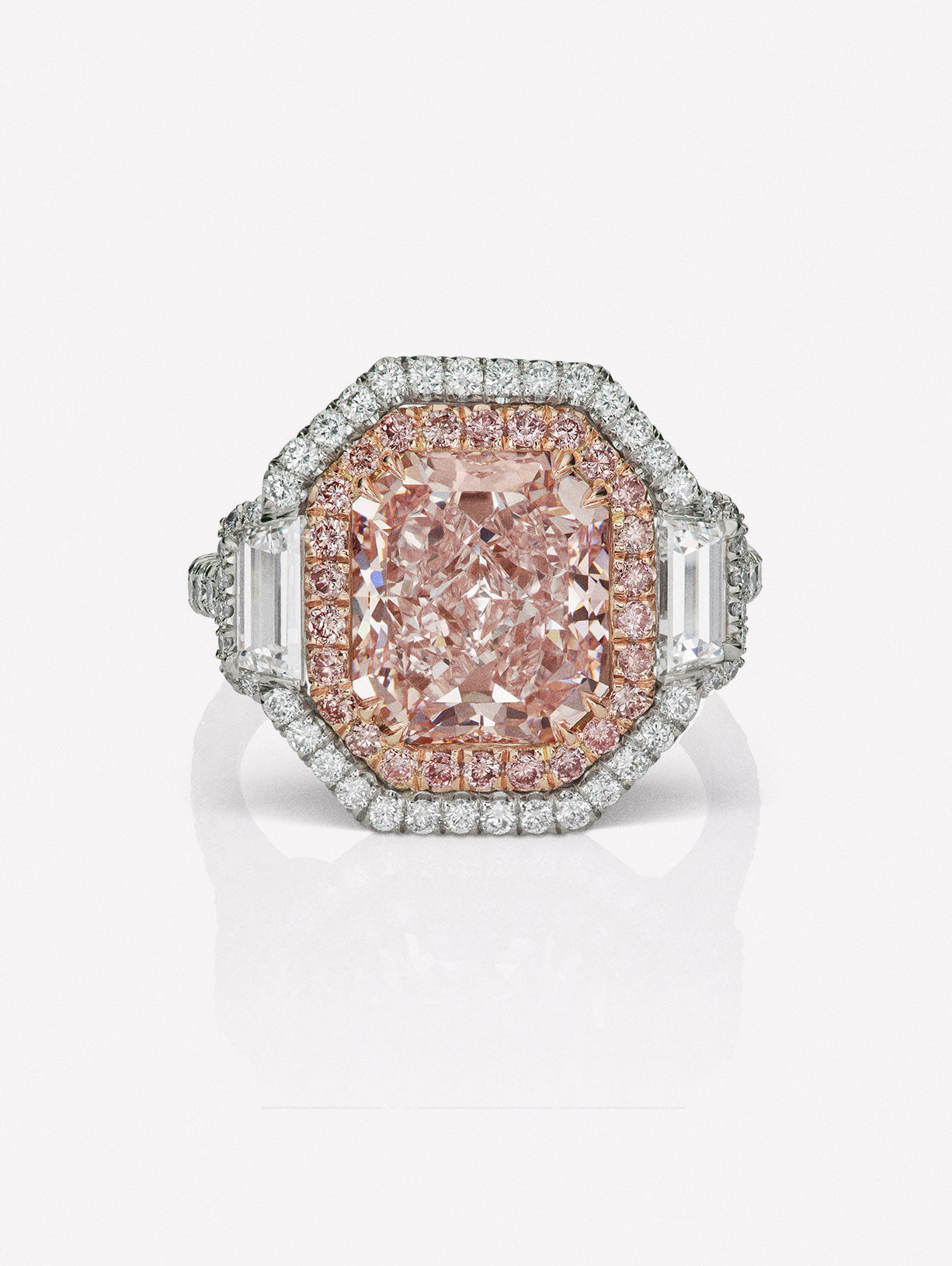 Fancy Pink Radiant Diamond Ring - Pink Diamonds, J FINE - J Fine, Rings - Pink Diamond Jewelry, fancy-pink-radiant-diamond-ring-by-j-fine - Argyle Pink Diamonds