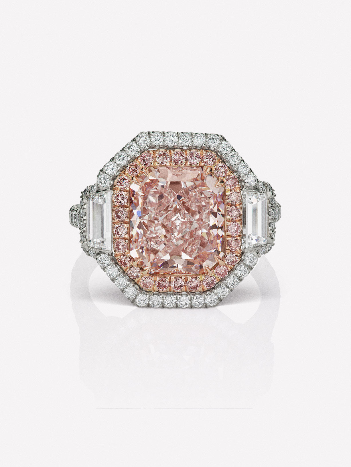 Fancy Pink Purple Diamond Three Stone Ring