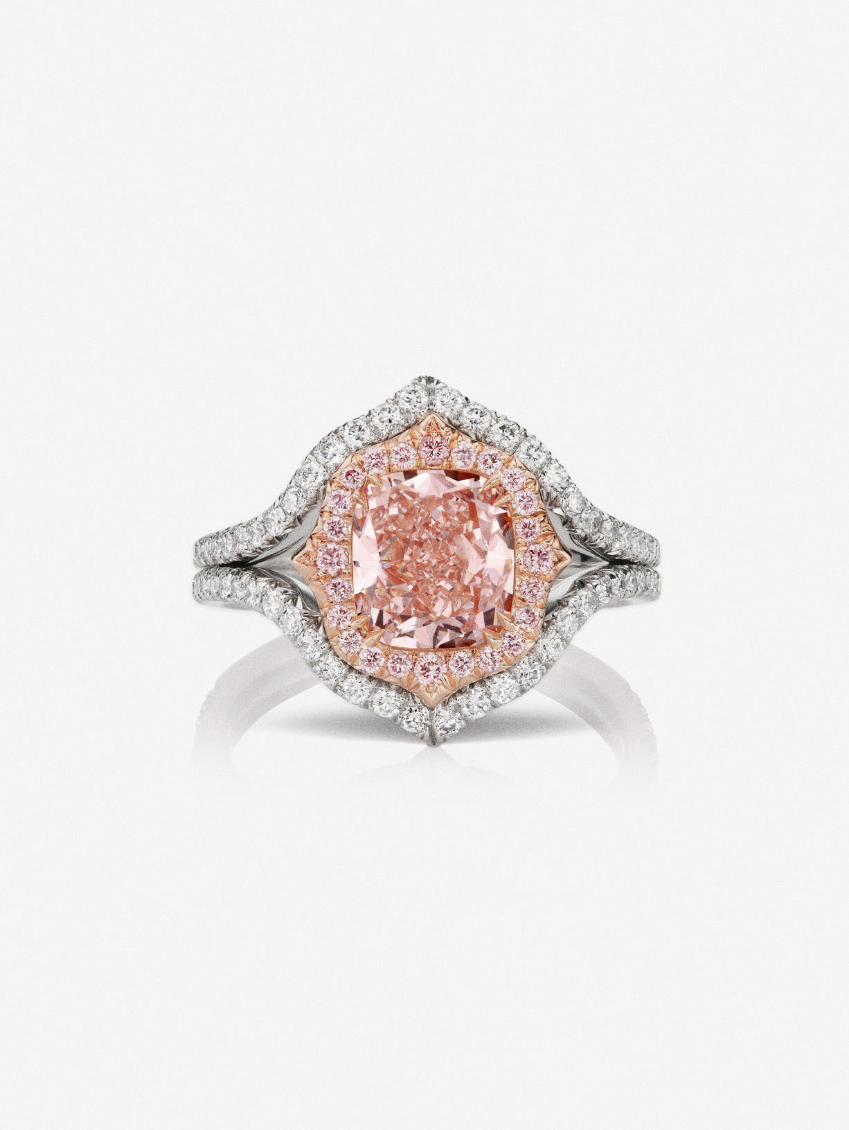 Cushion Shape Pink Diamond Ring - Pink Diamonds, J FINE - J Fine, Rings - Pink Diamond Jewelry, pink-diamond-cushion-ring-by-j-fine - Argyle Pink Diamonds