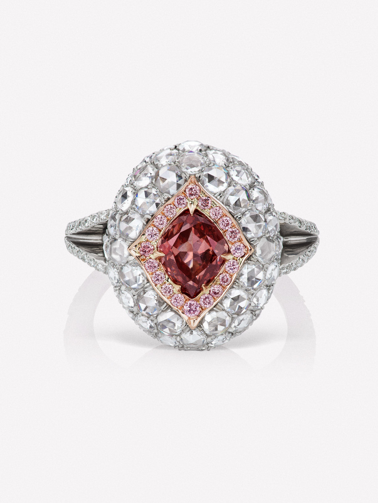 Intense Orangy Pink Diamond Dome Ring - Pink Diamonds, J FINE - J Fine, Rings - Pink Diamond Jewelry, intense-orangy-pink-diamond-dome-ring-by-j-fine - Argyle Pink Diamonds