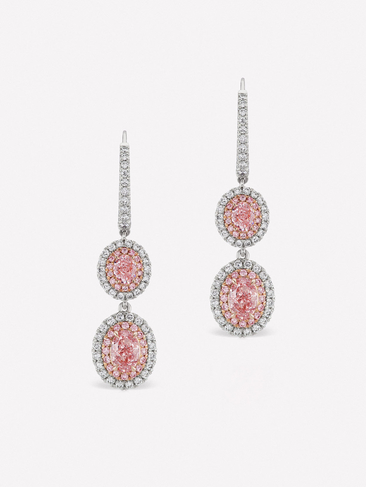 Fancy Pink Diamond Oval Drop Earrings - Pink Diamonds, J FINE - J Fine, Earrings - Pink Diamond Jewelry, multi-color-diamond-bracelet-by-j-fine-1 - Argyle Pink Diamonds