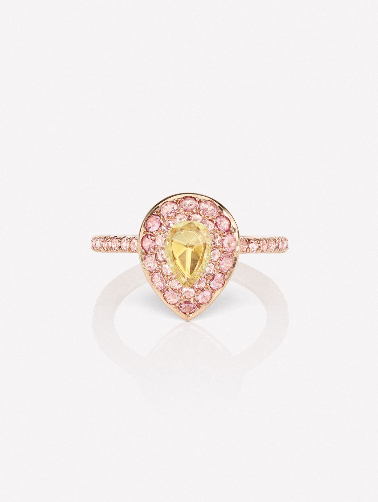 Argyle Pink™ Diamond and Yellow Diamond Rose Cut Ring - Pink Diamonds, J FINE - J Fine, Rings - Pink Diamond Jewelry, argyle-pink™-diamond-and-yellow-diamond-rose-cut-ring-by-j-fine - Arg