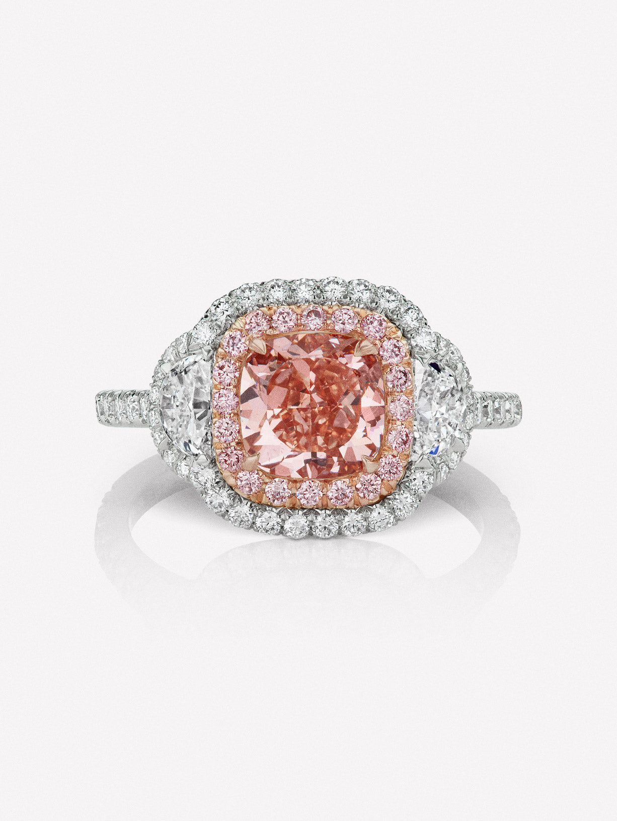 Fancy Pink Purple Diamond Three Stone Ring