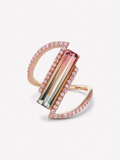 Bi-Color Tourmaline and Argyle Pink™ Diamond Ring - Pink Diamonds, J FINE - J Fine, Rings - Pink Diamond Jewelry, bi-color-tourmaline-and-argyle-pink™-diamond-ring-by-j-fine - Argyle Pink