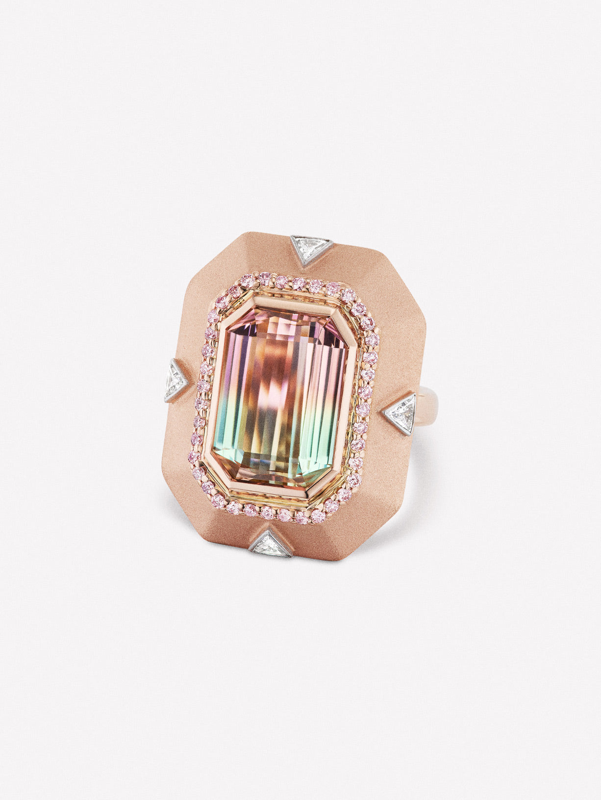 Argyle Pink™ Diamond and Bi Color Tourmaline Cocktail Ring - Pink Diamonds, J FINE - J Fine, ring - Pink Diamond Jewelry, argyle-pink™-diamond-and-bi-color-tourmaline-cocktail-ring - Argy