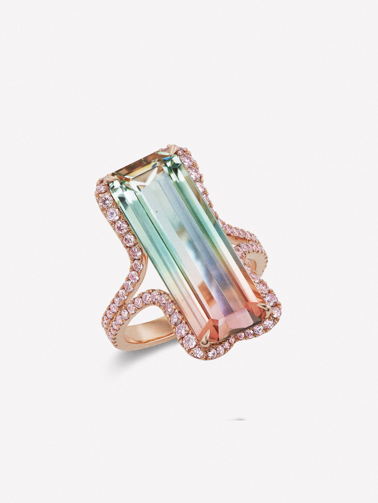 Argyle Pink™ Diamond and Bi Color Tourmaline Ring - Pink Diamonds, J FINE - J Fine, Rings - Pink Diamond Jewelry, argyle-pink™-diamond-and-bi-color-tourmaline-ring-by-j-fine - Argyle Pink