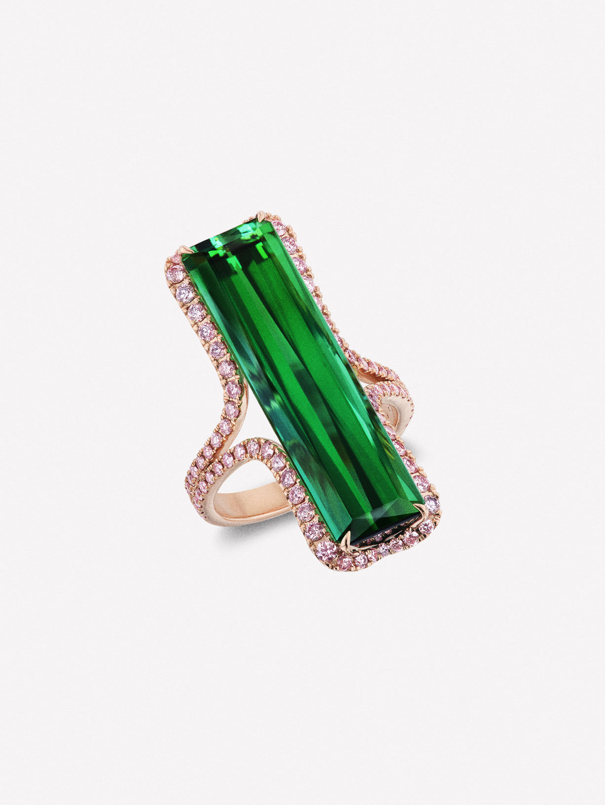 Argyle Pink™ Diamond and Green Tourmaline Ring - Pink Diamonds, J FINE - J Fine, ring - Pink Diamond Jewelry, argyle-pink™-diamond-and-green-tourmaline-ring-by-j-fine-1 - Argyle Pink Diam