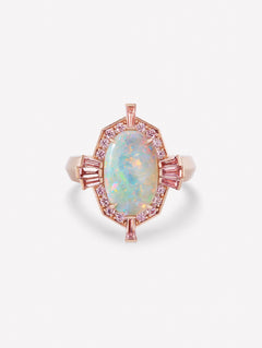 Argyle Pink™ Diamond and Opal Ring - Pink Diamonds, J FINE - J Fine, Rings - Pink Diamond Jewelry, argyle-pink™-diamond-and-opal-ring-by-j-fine - Argyle Pink Diamonds