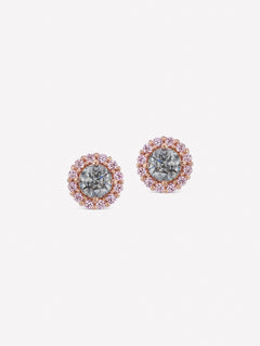 Argyle Pink™ Diamond and Gray Diamond Stud Earrings - Pink Diamonds, J FINE - J Fine, Earrings - Pink Diamond Jewelry, argyle-pink™-diamond-and-gray-diamond-stud-earrings-by-j-fine - Argy