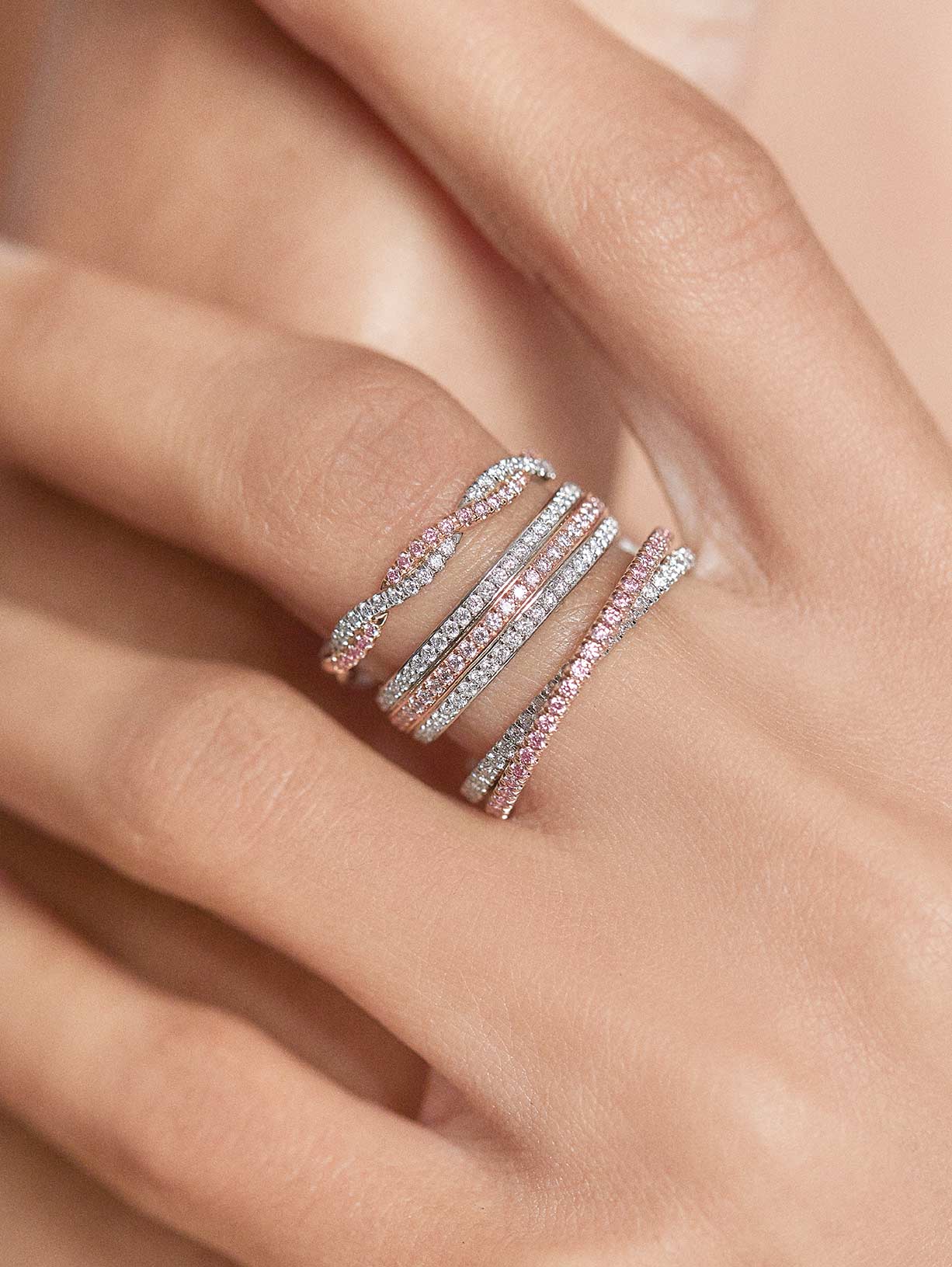 Argyle Pink™ Diamond Movable Double Band - Pink Diamonds, J FINE - J Fine, ring - Pink Diamond Jewelry, j-fine-movable-double-band - Argyle Pink Diamonds