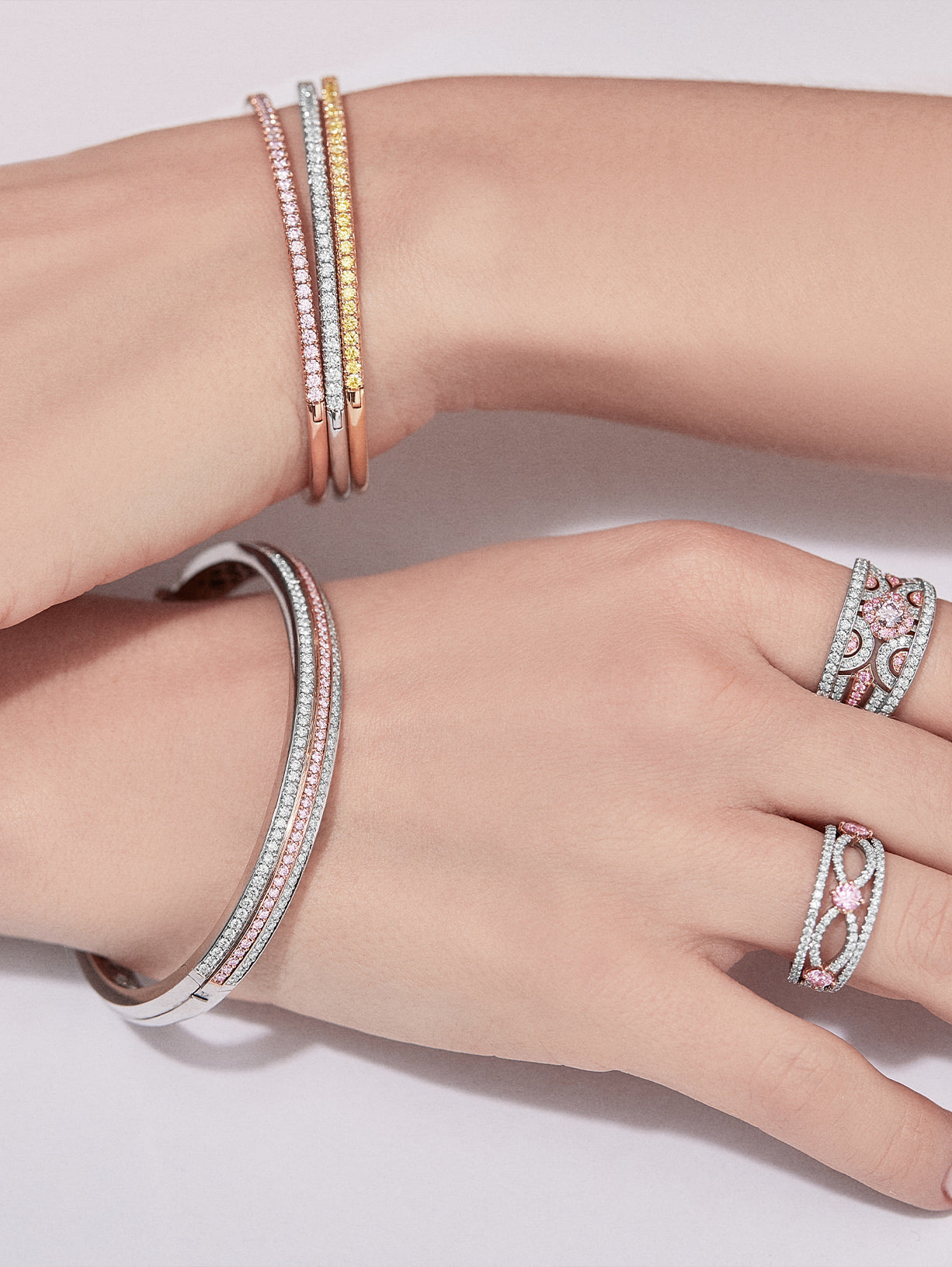 Argyle Pink™ Diamond Three Piece Cuff Bracelet Set - Pink Diamonds, J FINE - J Fine, bracelet - Pink Diamond Jewelry, j-fine-3-piece-cuff-bracelet-set - Argyle Pink Diamonds