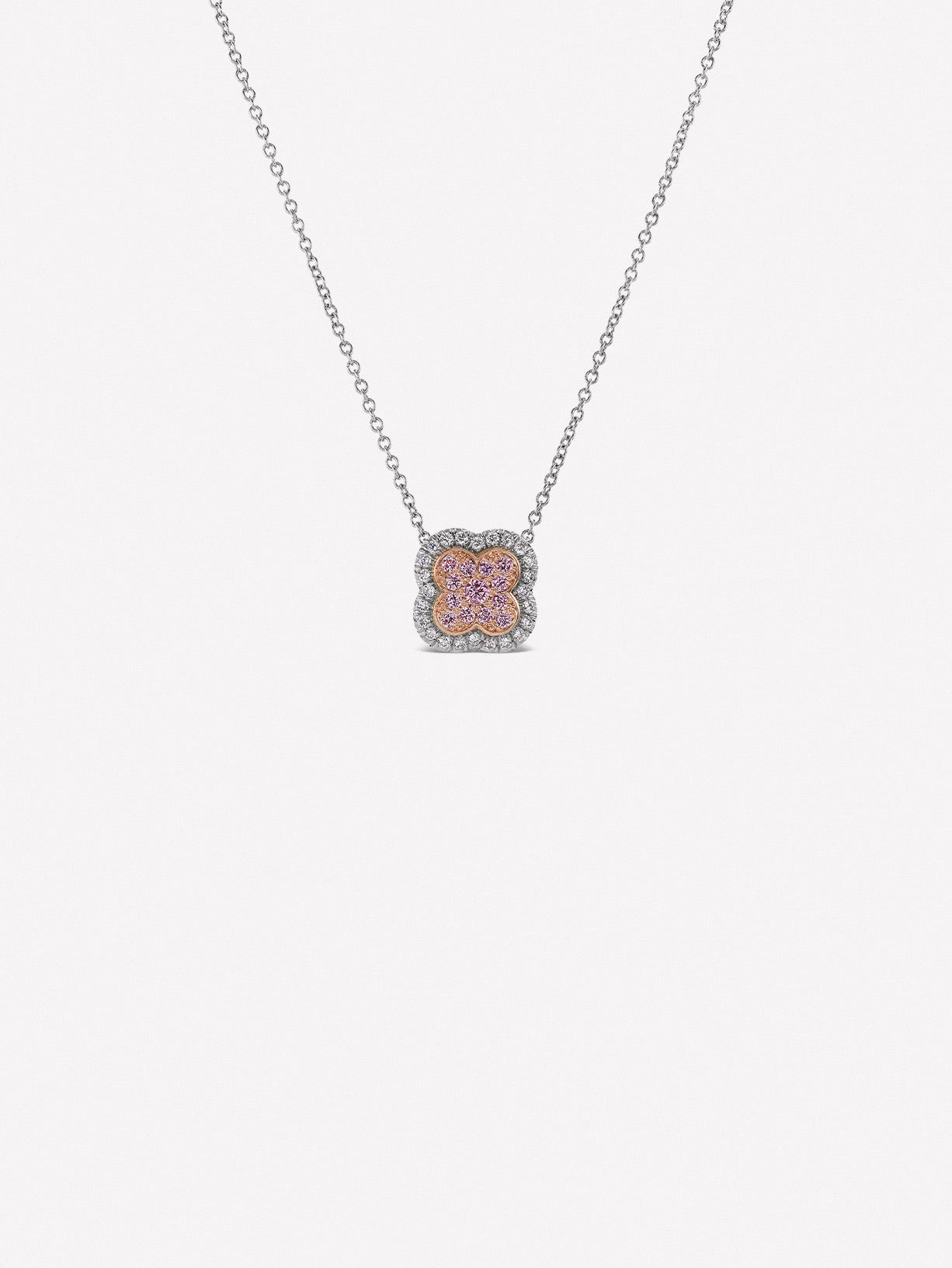 Argyle Pink™ Diamond Azalea Floral Halo Necklace - Pink Diamonds, J FINE - J Fine, necklace - Pink Diamond Jewelry, argyle-pink™-diamond-azalea-floral-halo-necklace-by-j-fine - Argyle Pin