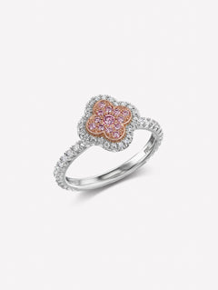 Argyle Pink™ Diamond Azalea Floral Halo Ring - Pink Diamonds, J FINE - J Fine, ring - Pink Diamond Jewelry, argyle-pink™-diamond-azalea-floral-halo-ring-by-j-fine - Argyle Pink Diamonds