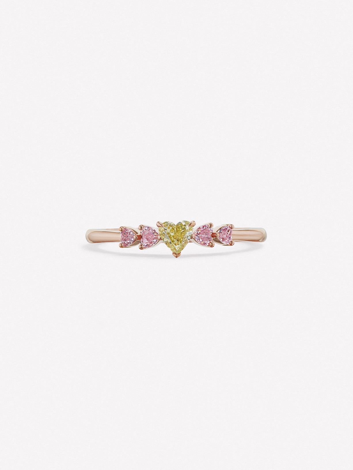 Yellow Diamond and Pink Diamond Stackable Heart Shape Ring - Pink Diamonds, J FINE - J Fine, Rings - Pink Diamond Jewelry, yellow-diamond-and-pink-diamond-stackable-heart-shape-ring-by-j-fine