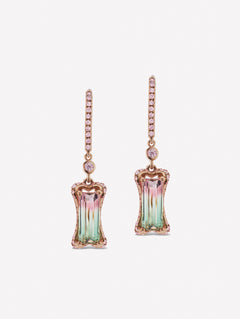 Argyle Pink™ Diamond with Bi Color Tourmaline Earrings - Pink Diamonds, J FINE - J Fine, earrings - Pink Diamond Jewelry, argyle-pink™-diamond-with-bicolor-tourmaline-earrings-by-j-fine -