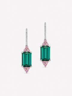 green tourmaline earrings with Argyle pink diamonds by JFINE