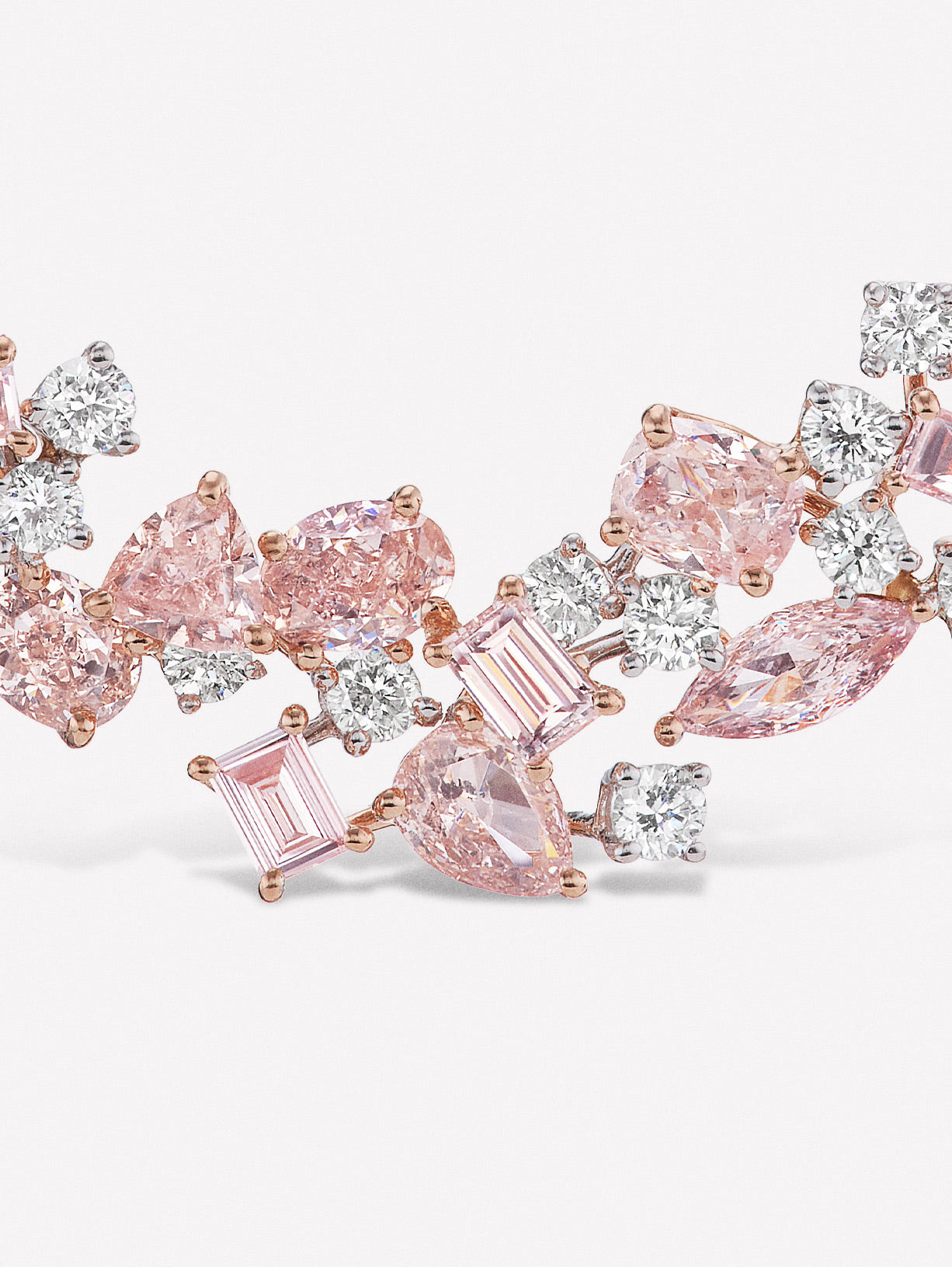 Mixed Shape Pink Diamond Necklace - Pink Diamonds, J FINE - J Fine, necklace - Pink Diamond Jewelry, cluster-pink-diamond-necklace-by-j-fine - Argyle Pink Diamonds