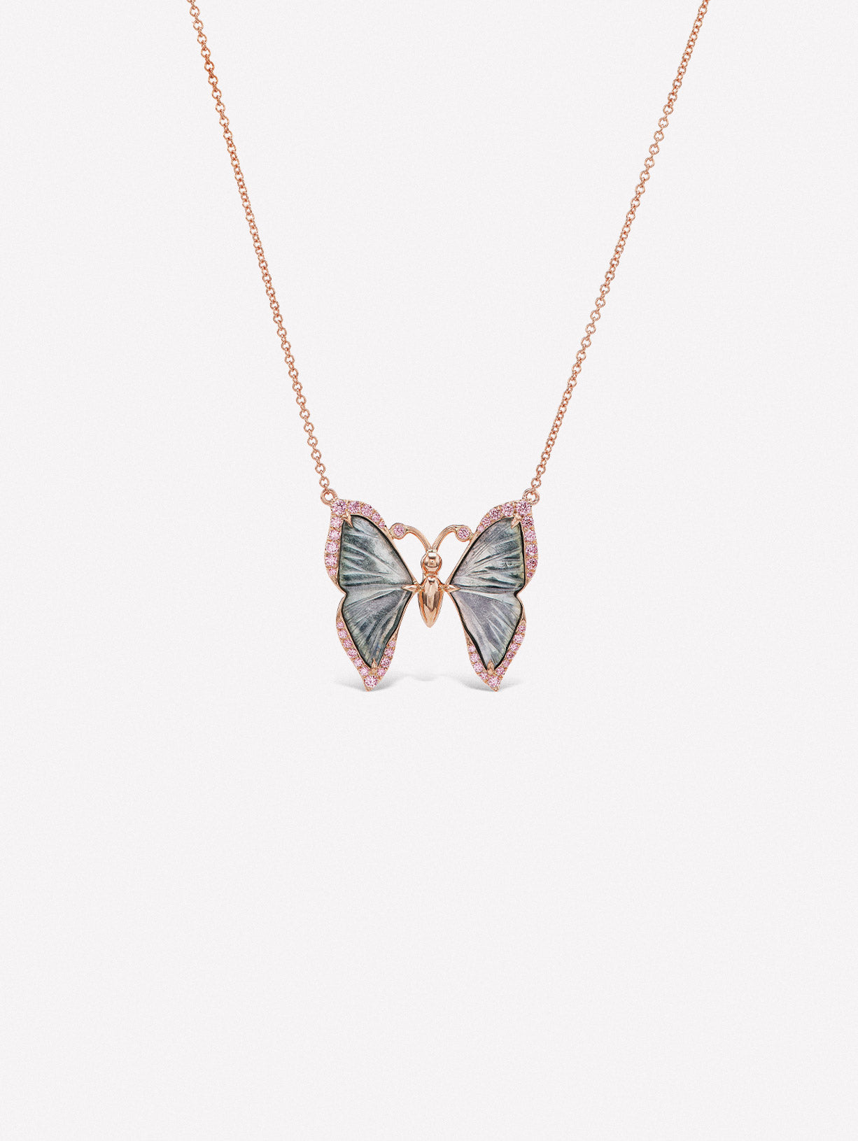 Argyle Pink™ Diamond Small Tourmaline Butterfly Necklace - Pink Diamonds, J FINE - J Fine, Necklaces - Pink Diamond Jewelry, argyle-pink™-diamond-small-tourmaline-butterfly-necklace-by-j-