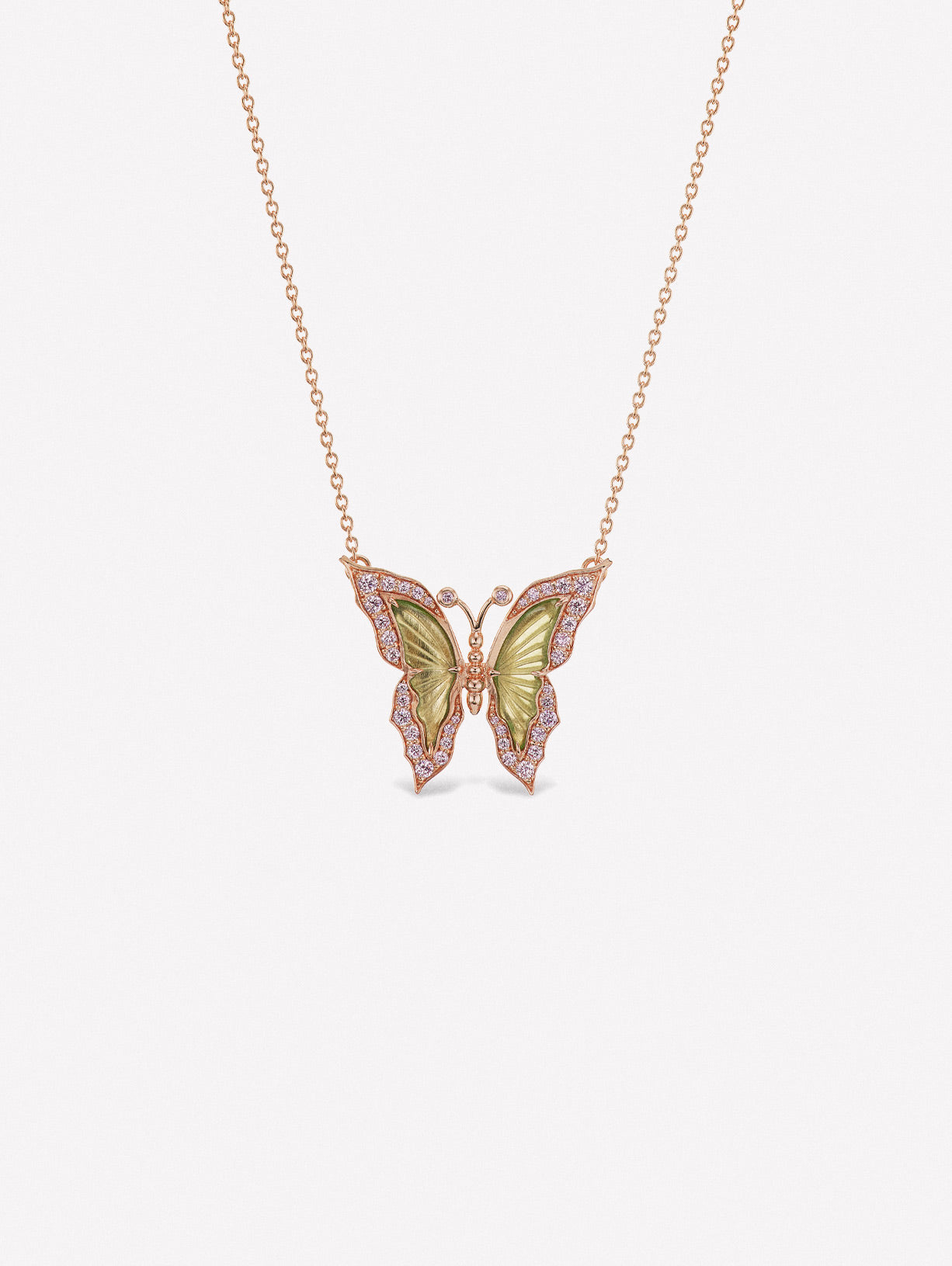 Argyle Pink™ Diamond and Tourmaline Butterfly Necklace - Pink Diamonds, J FINE - J Fine, necklace - Pink Diamond Jewelry, argyle-pink™-diamond-and-tourmaline-butterfly-necklace-by-j-fine 