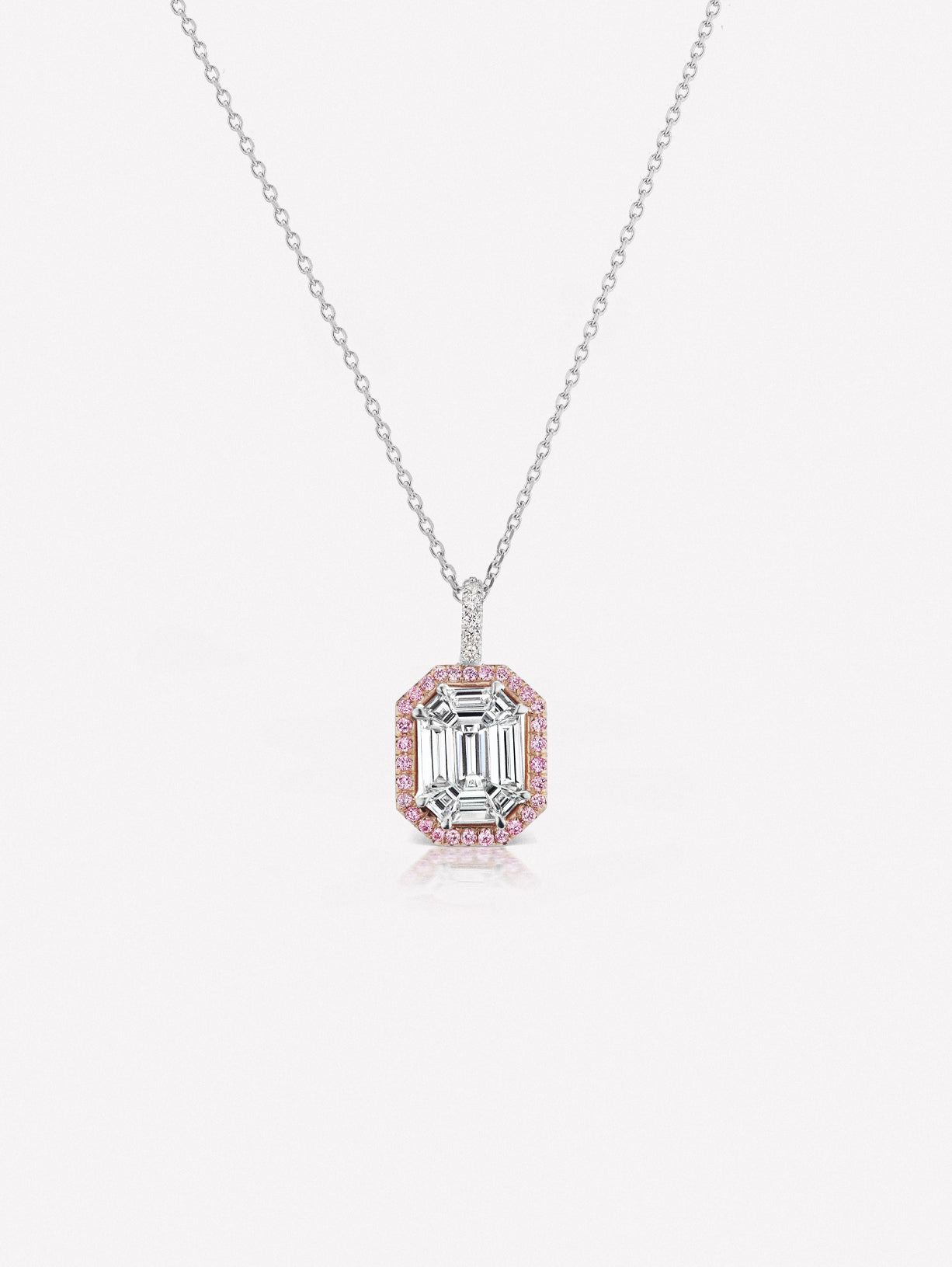 Argyle Pink™ Diamond Invisibly Set Emerald Cut Pendant by J FINE