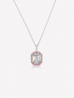 Argyle Pink™ Diamond Invisibly Set Emerald Cut Pendant - Pink Diamonds, J FINE - J Fine, necklace - Pink Diamond Jewelry, argyle-pink™-diamond-invisibly-set-emerald-cut-pendant-by-j-f-i-n