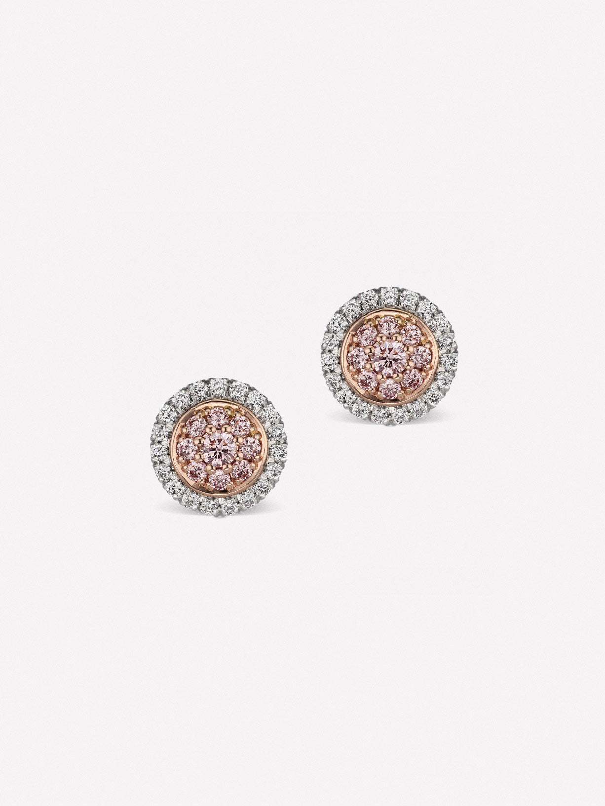 Argyle Pink™ Diamond Double Halo Studs - Pink Diamonds, J FINE - J Fine, earrings - Pink Diamond Jewelry, j-fine-bezel-studs - Argyle Pink Diamonds