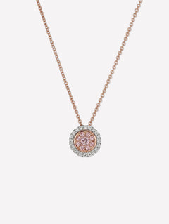 Argyle Pink™ Diamond Double Halo Necklace - Pink Diamonds, J FINE - J Fine, necklace - Pink Diamond Jewelry, j-fine-double-halo-bezel-necklace - Argyle Pink Diamonds